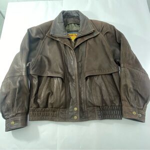 Adventure Bound Originals Wilson’s Men's Brown Leather Bomber Jacket Size M